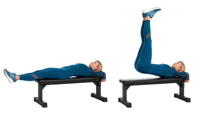 Flat Bench Lying Leg Raise demonstration